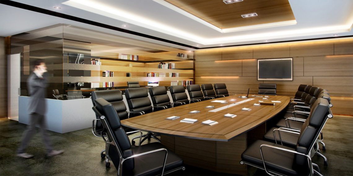 3d rendering business meeting room on high rise office building