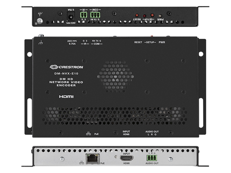 Crestron NVX-E10 Gesamtansicht inkl. HDMI Anschluss, CAT-Buchse und Audio out