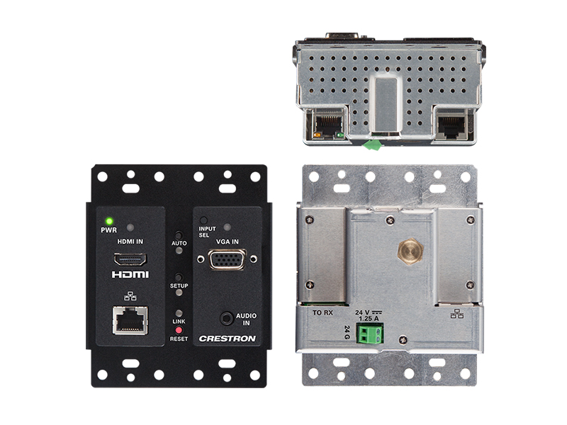 HD-TX-201-C-2G-E-B-T Anschlussfeld in weiß für DM Lite mit CAT, HDMI, VGA und Audioanschluss Gesamtansicht