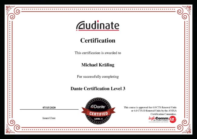 Zertifikat Dante Level 3 Michael Kräling